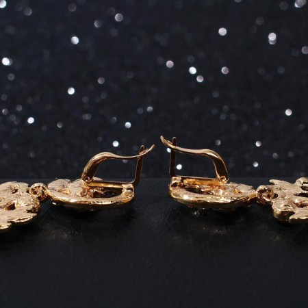 Hanging earrings with rhinestones "evening" magic, rainbow color in gold, 10.5 cm-2