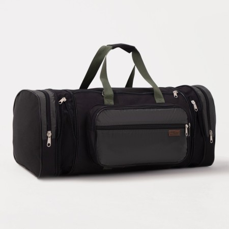 Road bag on a zipper, with an increase, 3 outer pockets, a long belt, black color/hack-2