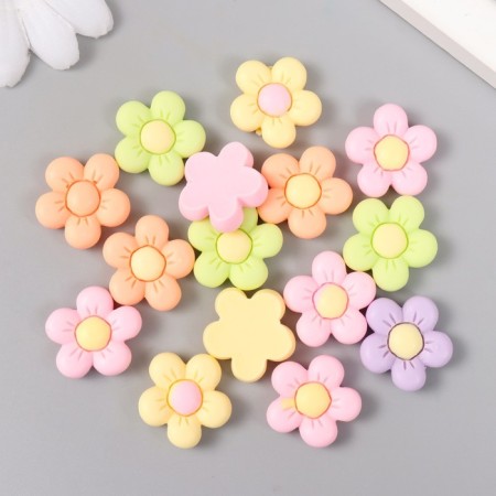 Decor for creativity Plastic "Puff Flower" matte mix 2x2 cm