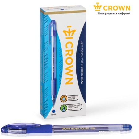 Gel pen Crown Hjr-500rnb, blue ink, node 0.7 mm, rubber emphasis-8