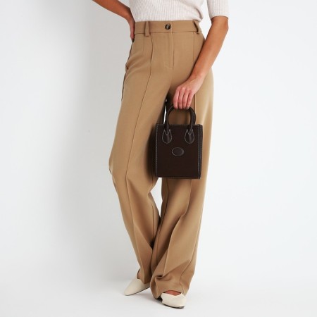 Bag Women's Tout with zipper, brown color-8