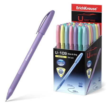 Ballic handle Erichkrause U-109 Pastel Stick & Grip 1.0, Ultra Glide, Blue Ink color-8