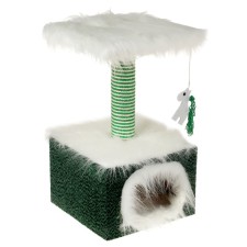 The house is small for cats, fur/velor, 34 x 34 x 60 cm, green