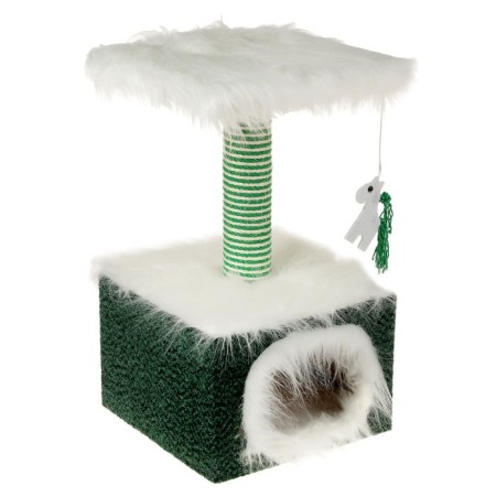The house is small for cats, fur/velor, 34 x 34 x 60 cm, green