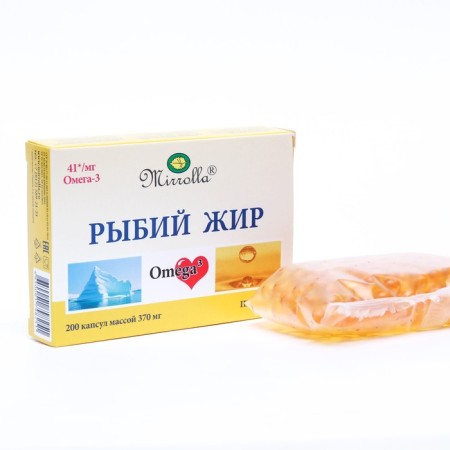 Fish oil Mirrolla, 200 capsules of 370 mg