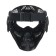 Glasses-mask for motorcycle driving, collapsible, transparent visor, visor, black color