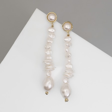 Earrings with pearls "bead" peak, color gold