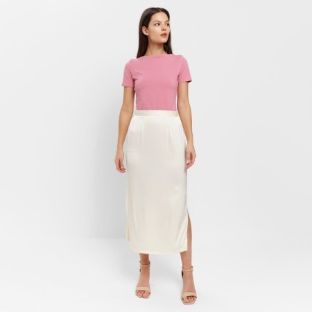 Women's skirt Minaku: Silk pleasure beige color, river 44-3