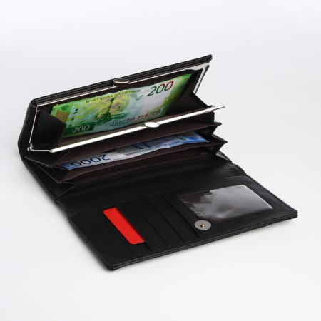 Women's wallet on a magnet, black color-3