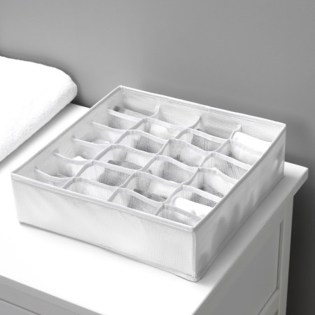 Organizer for storing linen LadOM, 24 cells, 32 × 32 × 10 cm, white color-10