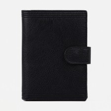 Male purse on the button, 3 in 1, for autocomments, passports, cards, bills, black color