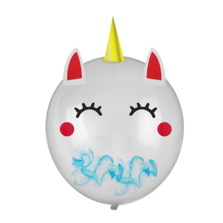 Latex ball 18 "Unicorn", 1 pc., Stickers, feathers