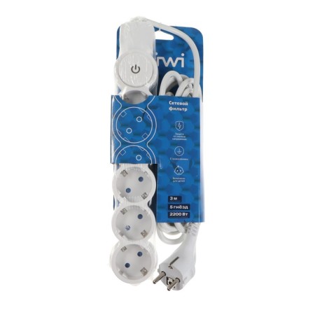 Network filter, 5 nests, 3m, s/h, with curtains, with an off, 2200W, 10A, Bel, 32576 5, Duwi-9