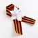 A badge with a ribbon and a white flower on Victory Day “Remember! Proud! ”, 10.5 x 14 cm