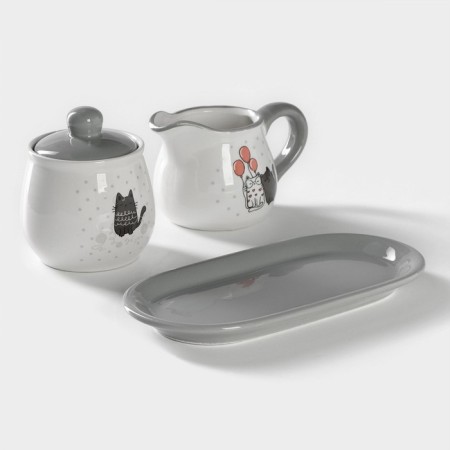Set of Serving shares "Cozy cats", 2 items: milkman 270 ml, sugar tower 310 ml-3