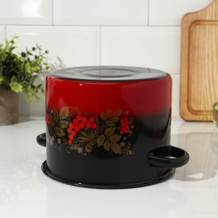 Pan, 3.5 l, enameled cover, induction, color red-black mix-2