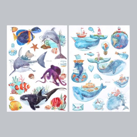 Plastic sticker multi -layer "sea life" mix 60x35 cm