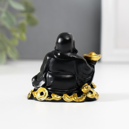 NECKE Polystone "Hotey with gold ingots and coins" Black 4x5.7x5.5 cm-3