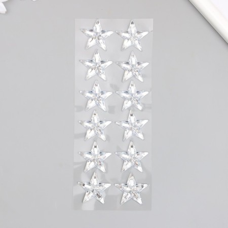 Stick plastic rhinestones "Star" 12 pcs on a sheet 7.2x17.7 cm-1