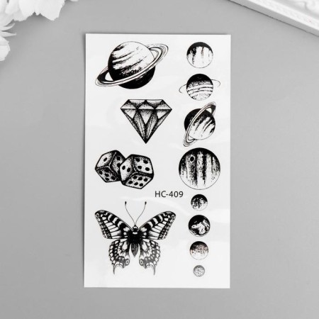 Tattoo on the body Black Planetarium 10.5x6 cm