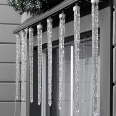 Garland "icicles rhyflated" 2.5 × 0.42 m, IP65, transparent thread, 288 LED, glow blue with a drain effect, 12 V-1