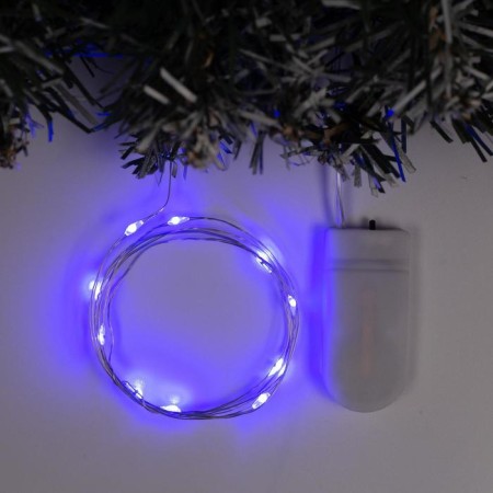Garland "thread" 1 m dew, ip20, silver thread, 10 led, blue glow, CR2032x2