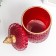 Casket Glass "Rombs and Dome" red with gold 14x8.2x8.2 cm