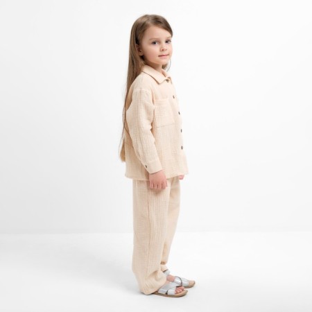 Костюм (рубашка и брюки) детский KAFTAN "Муслин", р.28 (86-92см) молочный-1