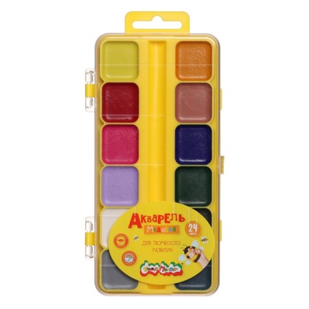 Watercolor 24 colors "Kalyak-Malyak", honey, without brush, plastic