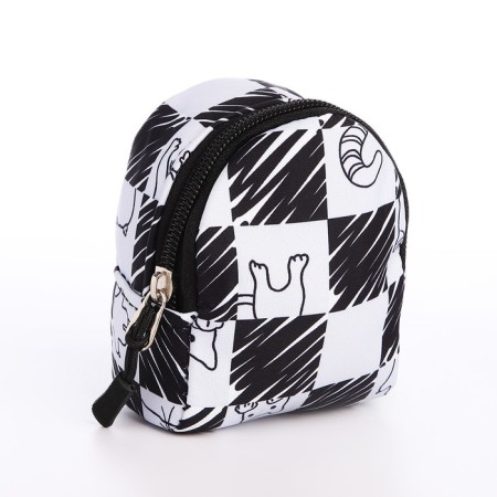 School backpack from textiles with a zipper, 4 pockets, black/white color-8