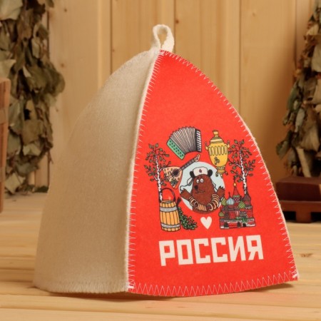 Bath cap with a print "Russia", classic