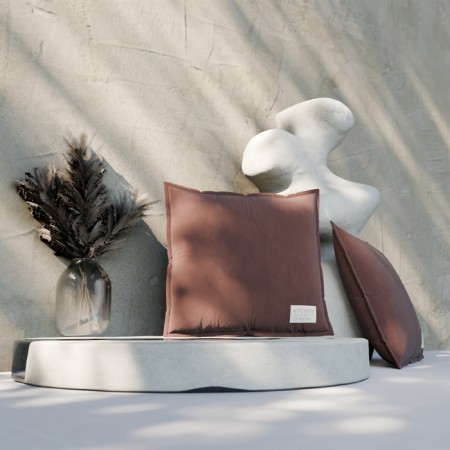Ethel pillow, 45x45+1 cm, brown, 100% cotton-1