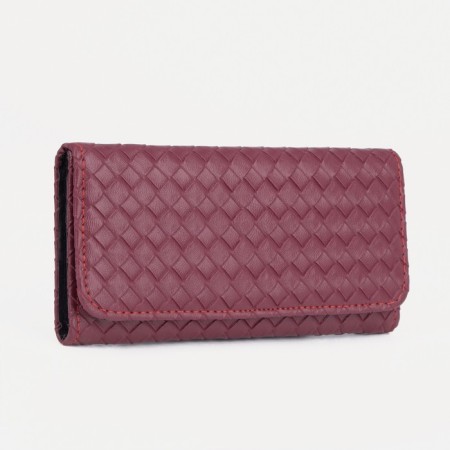 Women's wallet on the button, burgundy color
