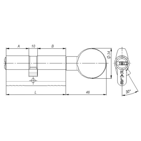 Kale 164 BM/80, 30x10x40 mm cylinder mechanism, with a turntable, 5 keys, brass color-1