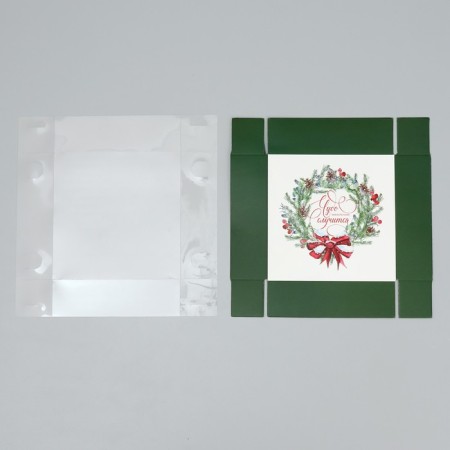Makarun box “Miracle will happen”, a wreath, 12 x 12 x 3 cm, New Year-6