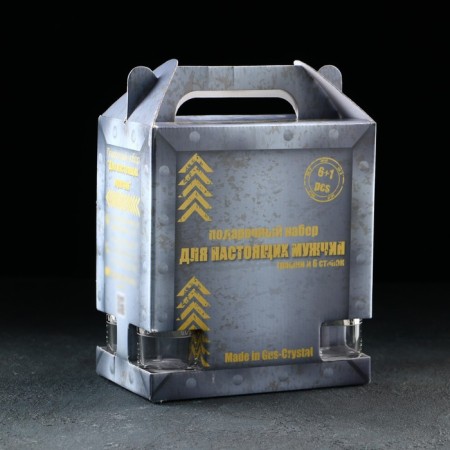 Set of drinking Jungle, 7 items: Capherine 500 ml, stack 6 × 50 ml, with engraving and spraying, Silver spraying color-5