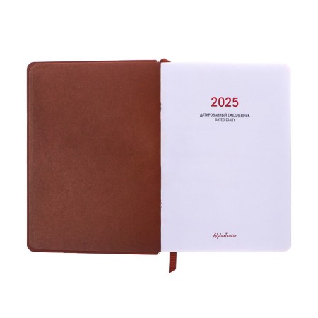 Dated diary of 2025, A6+, 176 sheets "Lyon", solid cover, pancake embossing, with liesa, block 80 g/m2, brown-3