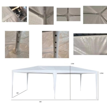 Sadovy tent 6*3m white, open-2