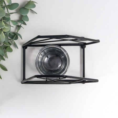 Climber Metal, glass for 1 candle "Loft. Trapezius" black 13x8x15 cm-3
