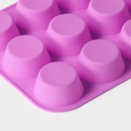 Baking uniform “Circle”, silicone, 29 × 22 × 3 cm, 12 cells, d = 6.5 cm, color mix-1