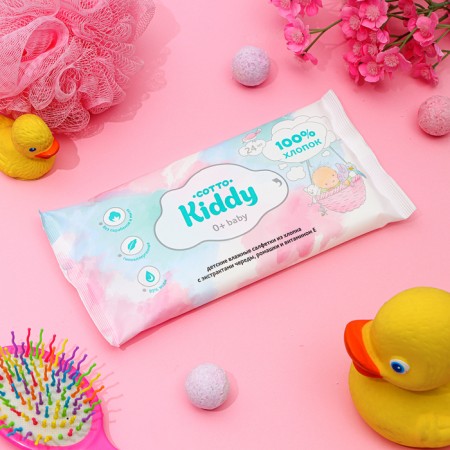 Wet Cottokiddy napkins for children, with cotton, 24 pcs.