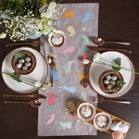 Easter path on the Ethel "Hares" table 30x70 cm, 100% hl, sarzha 190 g/m2-4