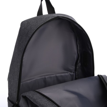Youth backpack from lightning textiles, USB, 5 pockets, gray color-6