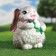 Garden figure "Hare with flower" gray, 24cm
