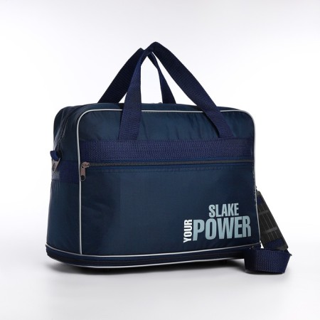 Road bag with lightning, with an increase, external pocket, long belt, blue color