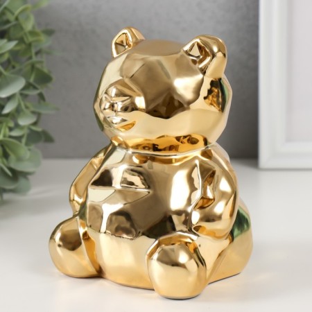 Piggy bank Ceramics "Bear 3D Branch" gold 11x9.5x14.3 cm-3