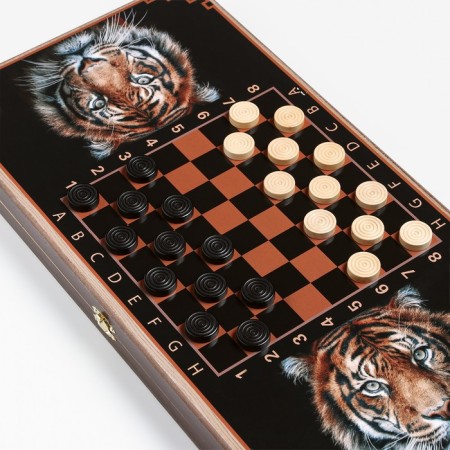 Нарды "Тигр", деревянная доска 50 х 50 см, с полем для игры в шашки-2