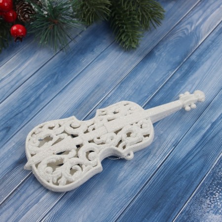 Christmas tree decoration "Cello" 17x7 cm, white-1