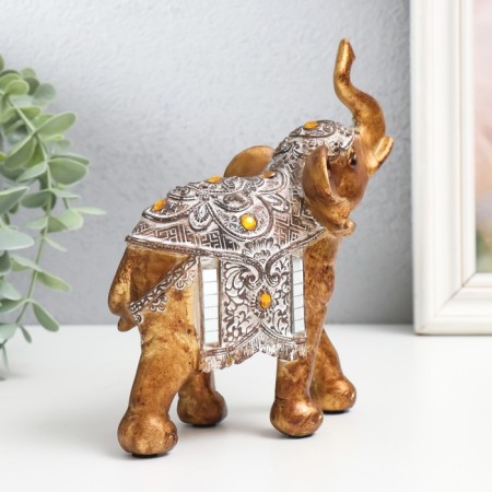 Souvenir Polystone "Elephant - Popon with patterns and amber" 14.5x7x16.5 cm-2