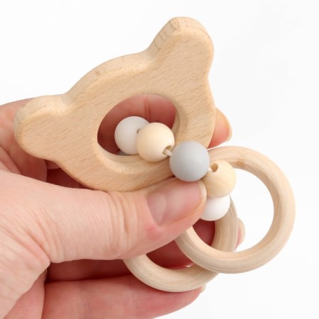 A wooden erupter for teeth "Bear", with silicone elements, crumb I-2